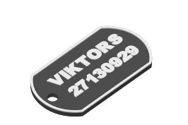 Bērna žetons ar vārdu un telefona numuru