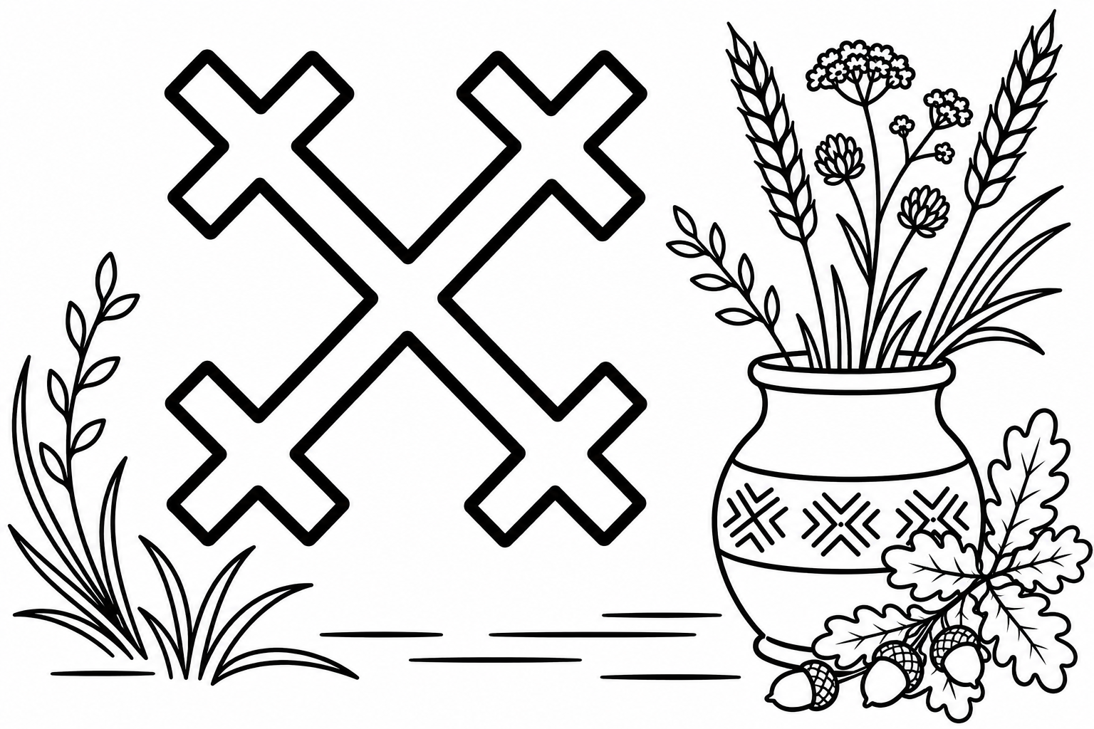 Māras krusta Line Art dizains